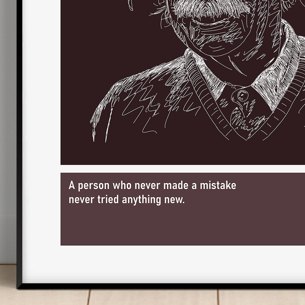 Albert Einstein Scientist Art Print Poster Quotes Purple Frame 02