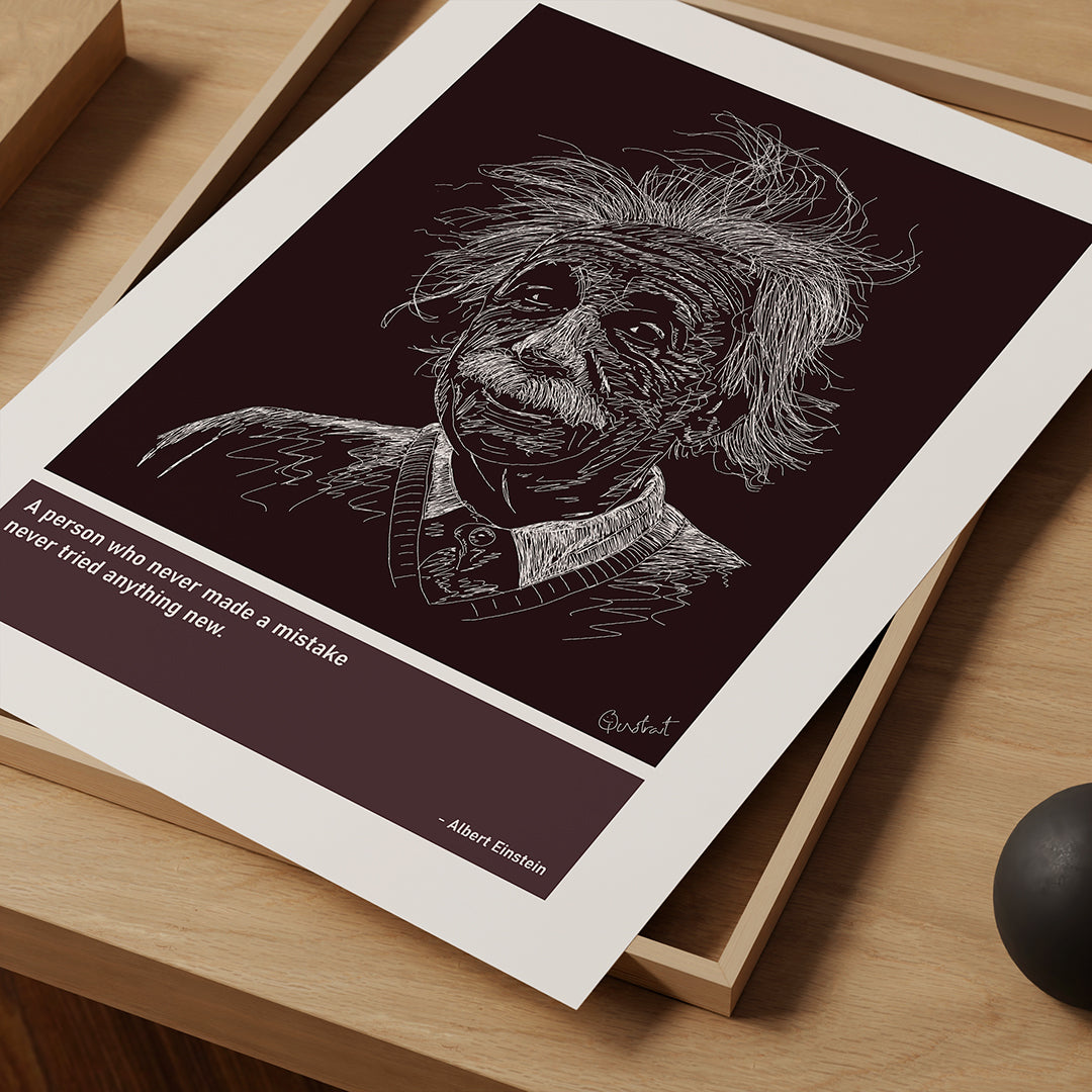 Albert Einstein Scientist Art Print Poster Quotes Purple Frame 03