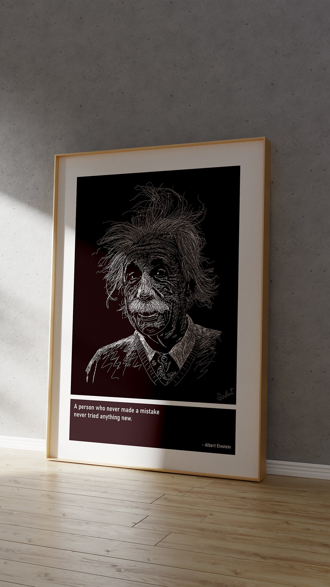 Albert Einstein Scientist Art Print Poster Quotes Purple Frame 04