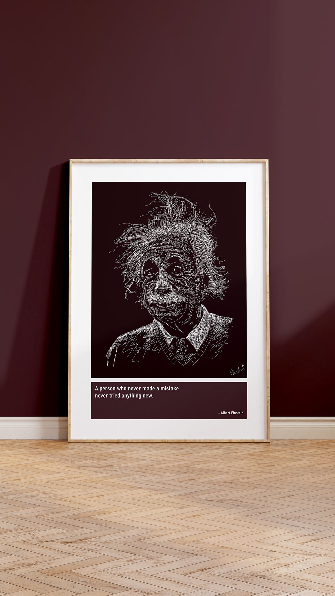 Albert Einstein Scientist Art Print Poster Quotes Purple Frame 05