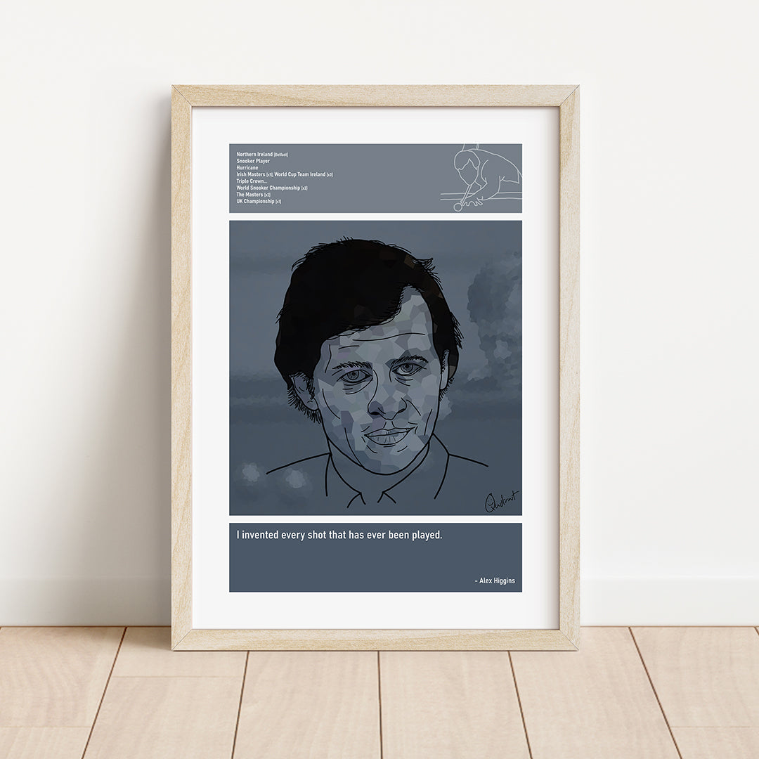 Alex Higgins Snooker Art Print Poster Quotes Blue Retro 01