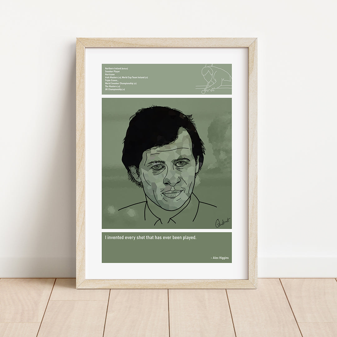 Alex Higgins Snooker Art Print Poster Quotes Green Retro 01