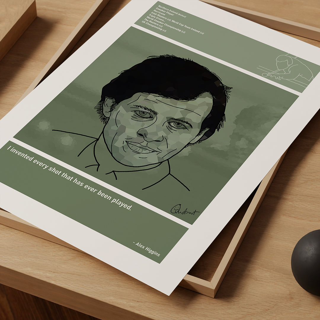 Alex Higgins Snooker Art Print Poster Quotes Green Retro 03