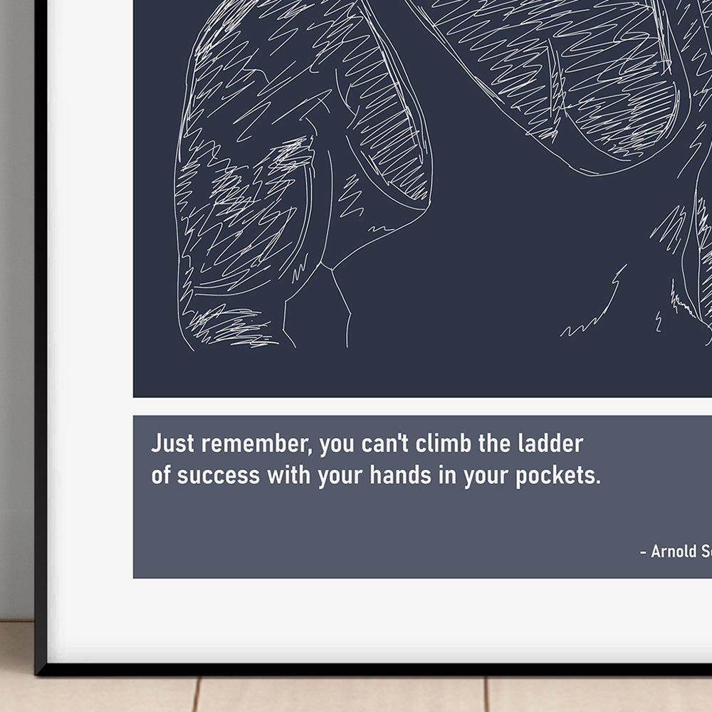 Arnold Schwarzenegger Bodybuilding Art Print Poster Quotes Blue Frame 02
