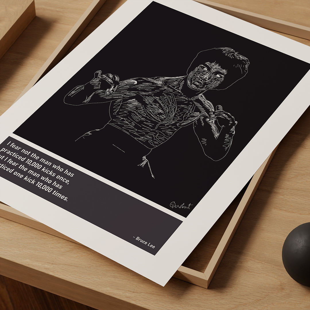 Bruce Lee MMA Art Print Poster Quotes Black Frame 03