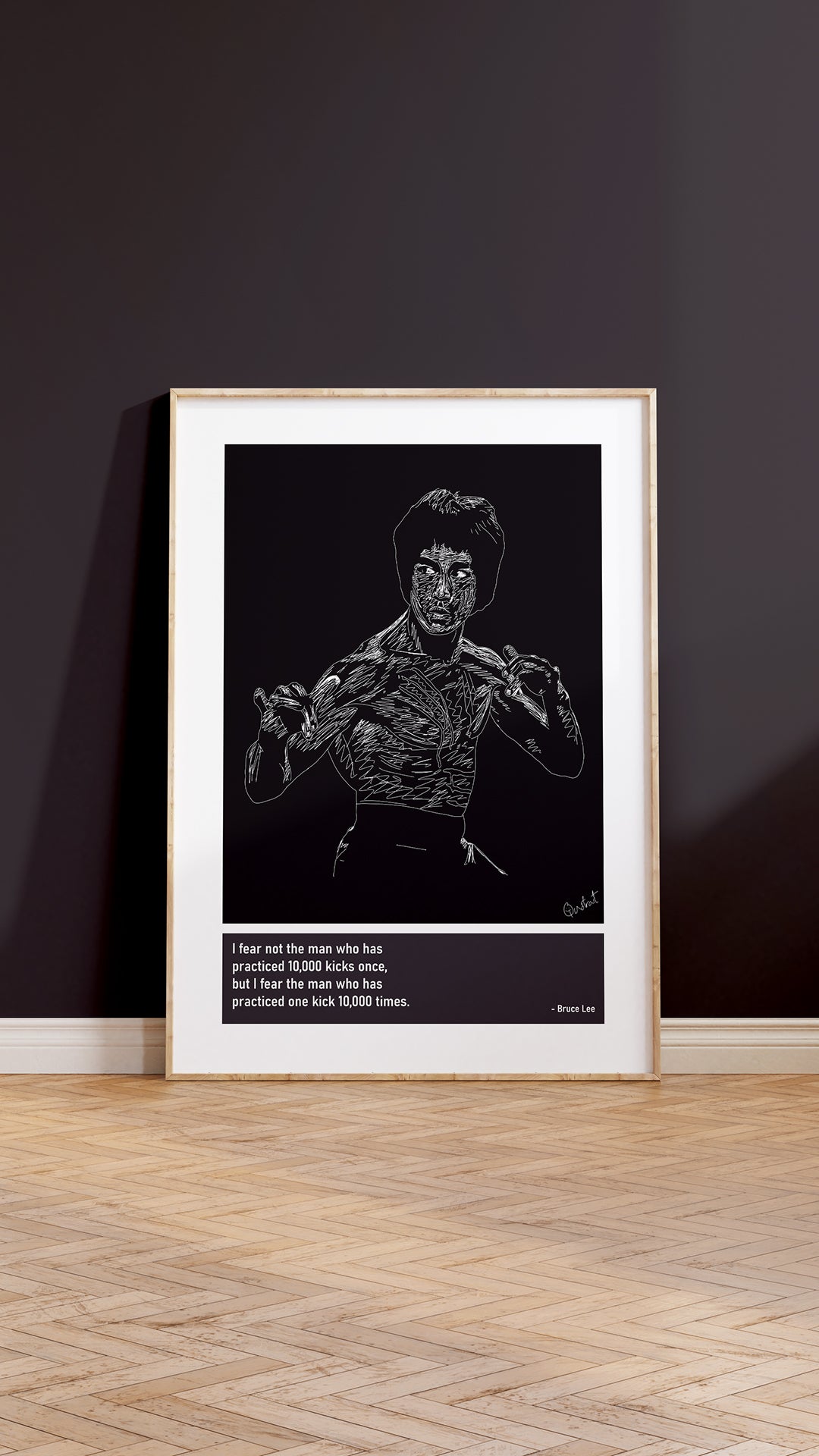 Bruce Lee MMA Art Print Poster Quotes Black Frame 05