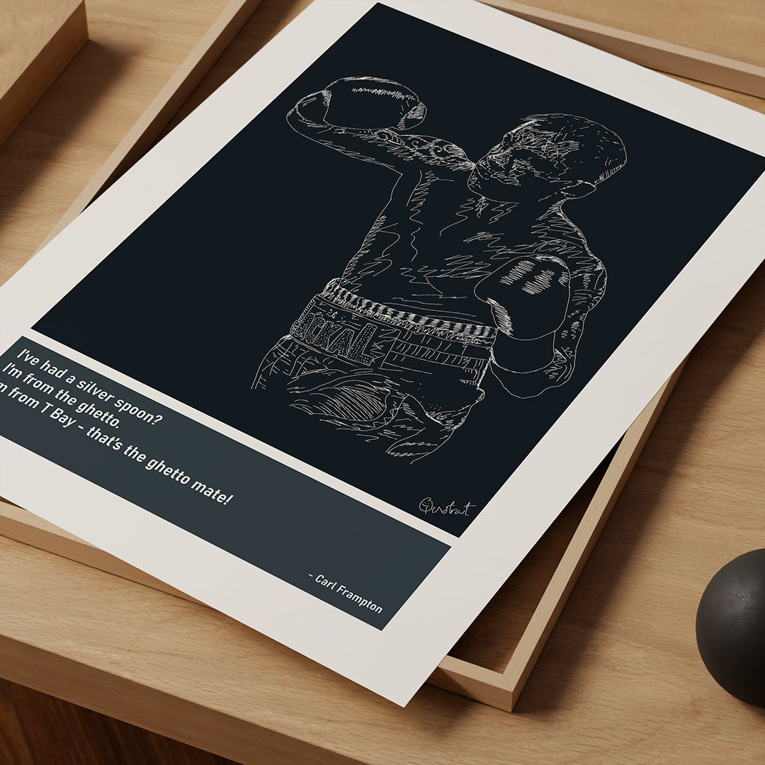 Carl Frampton Boxing Art Print Poster Quotes Blue Frame 03