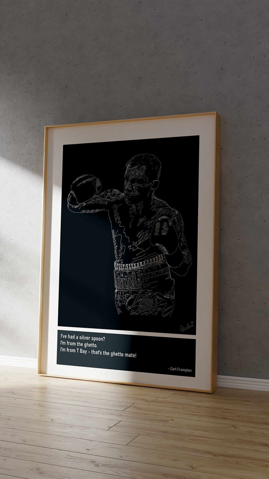 Carl Frampton Boxing Art Print Poster Quotes Blue Frame 04