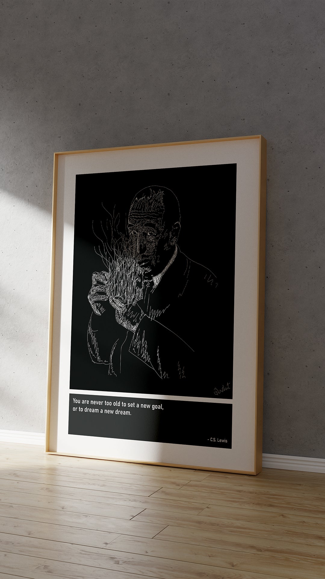 CS Lewis Author Narnia Faith Art Print Poster Quotes Grey Frame 04
