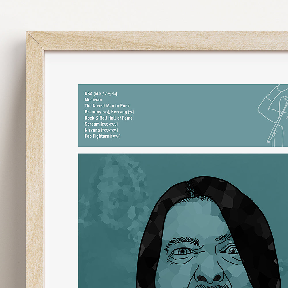 Dave Grohl Guitar Art Print Poster Quotes Blue Retro 02