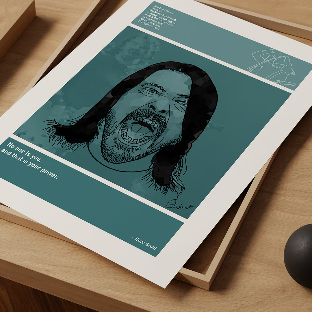 Dave Grohl Guitar Art Print Poster Quotes Blue Retro 03