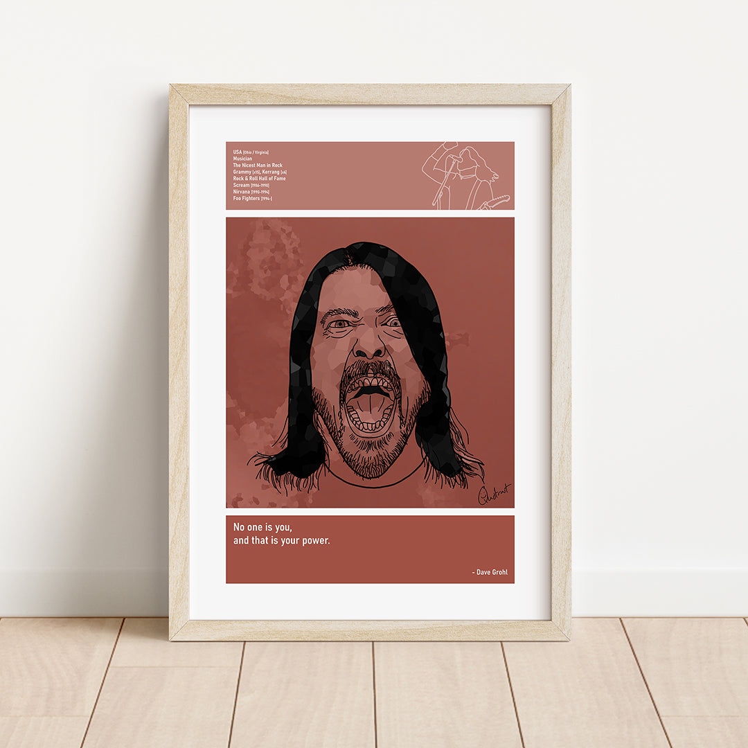 Dave Grohl Guitar Art Print Poster Quotes Blue Red 01