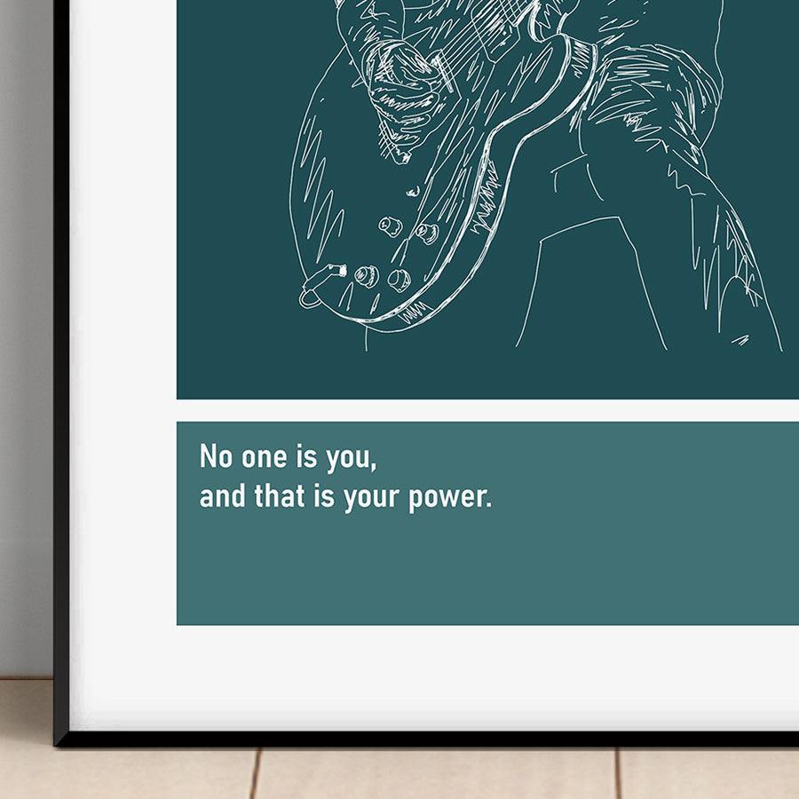 Dave Grohl Guitar Art Print Poster Quotes Blue Frame 02