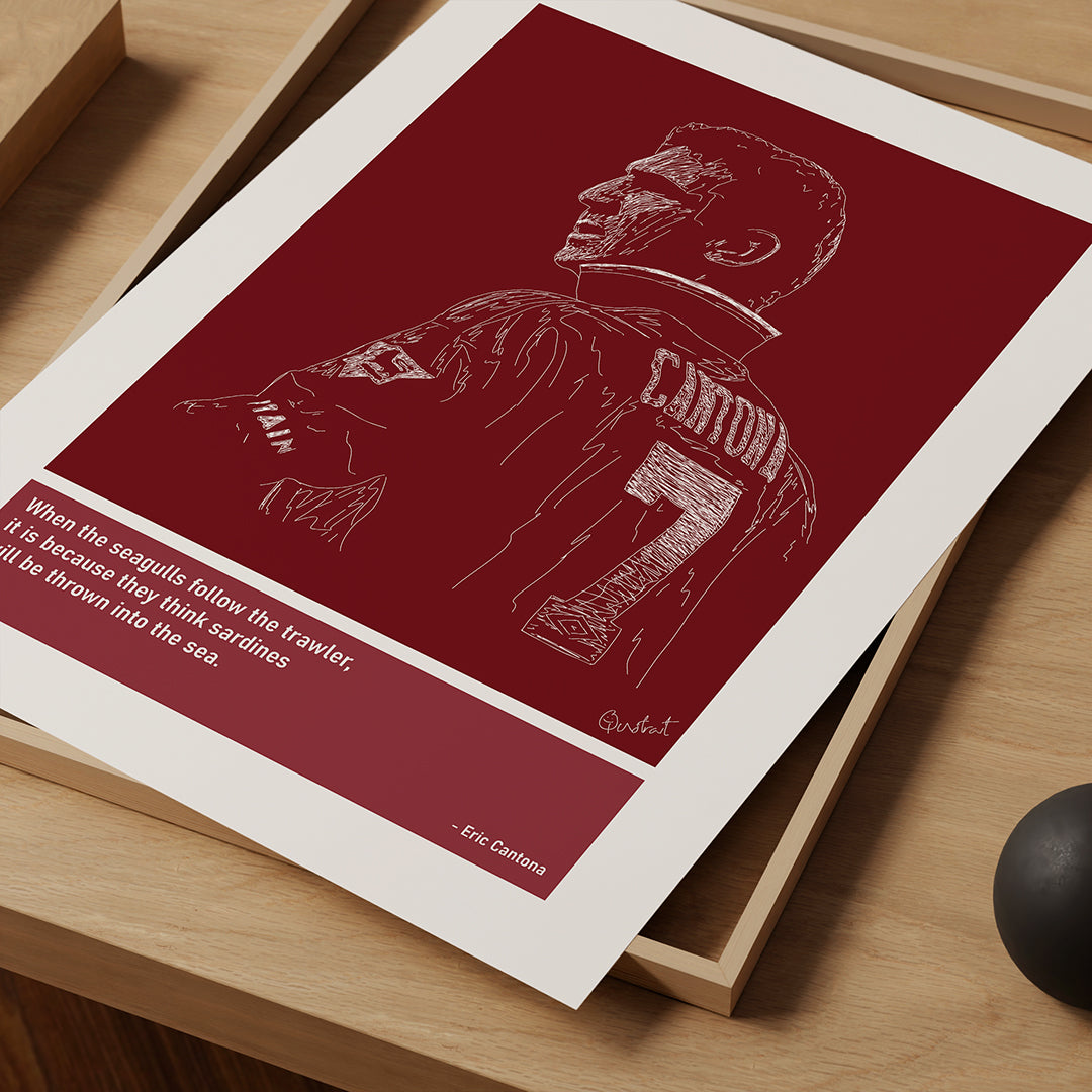 Eric Cantona Man Utd Art Print Poster Quotes Red Frame 03