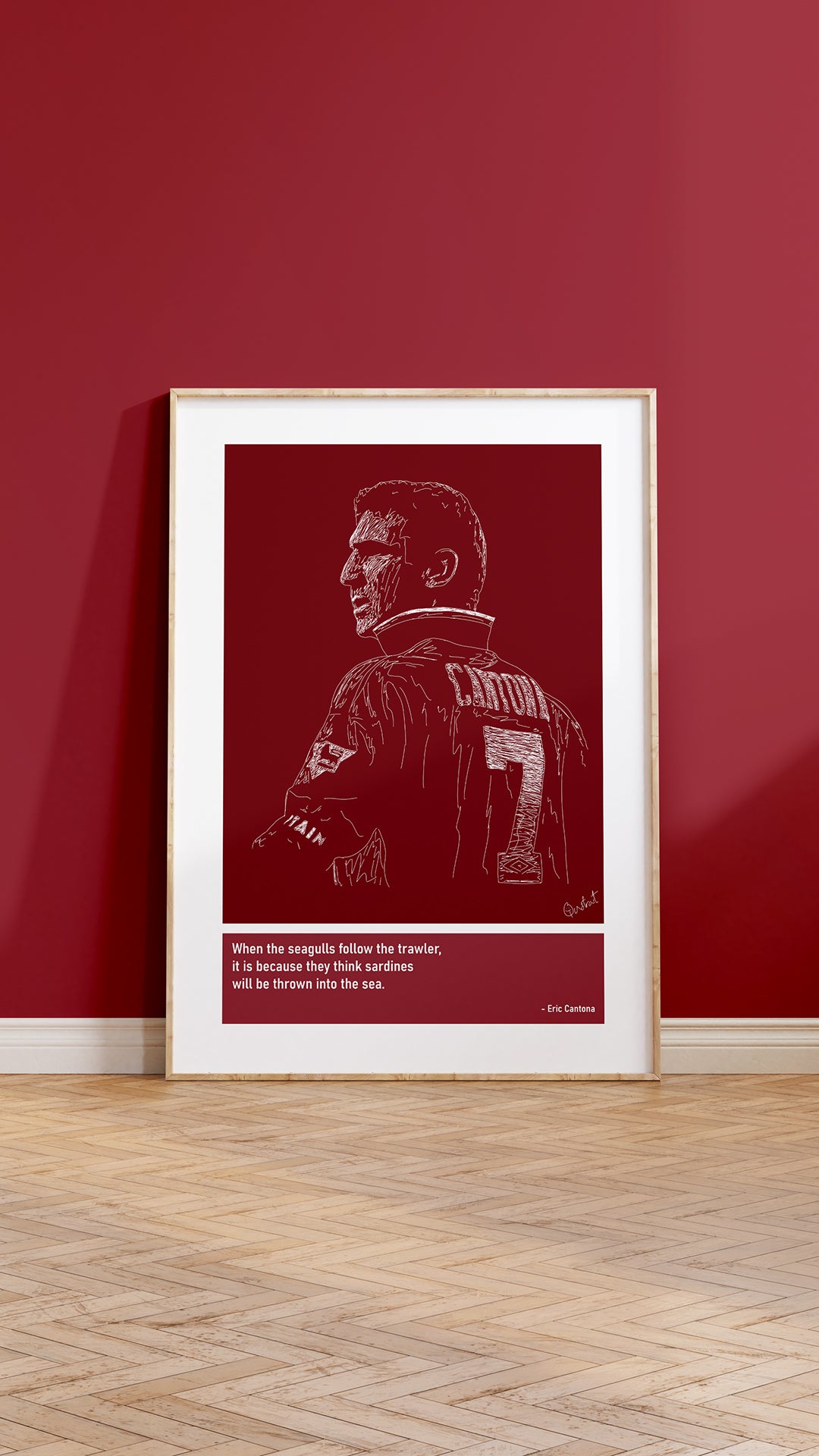 Eric Cantona Man Utd Art Print Poster Quotes Red Frame 05