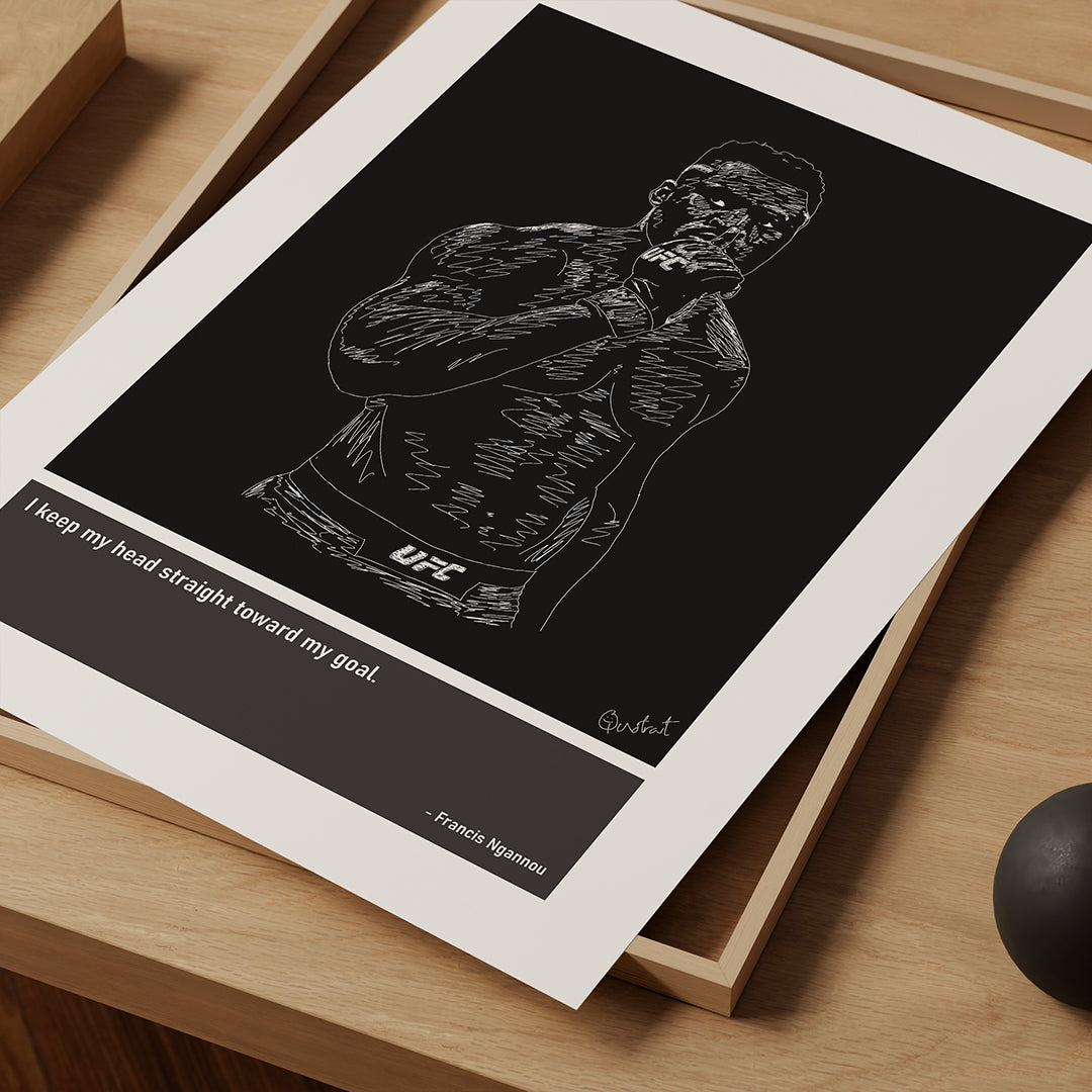 Francis Ngannou MMA Art Print Poster Quotes Black Frame 03