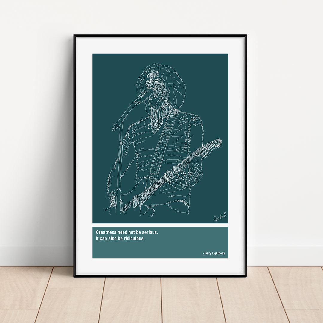 Gary Lightbody Guitar Art Print Poster Quotes Blue Frame 01 Snow Patrol