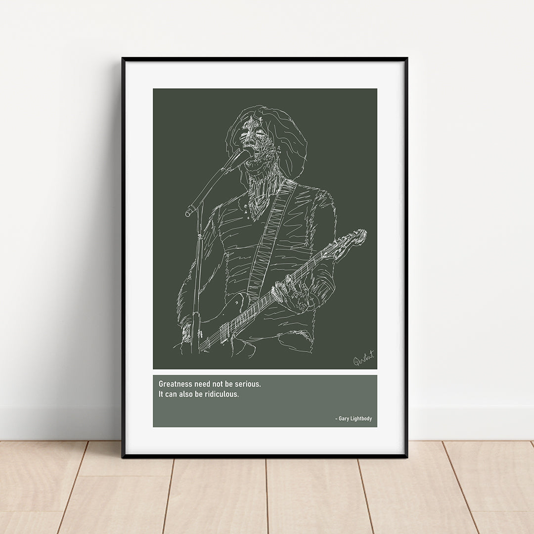 Gary Lightbody Guitar Art Print Poster Quotes Green Frame 01 Snow Patrol