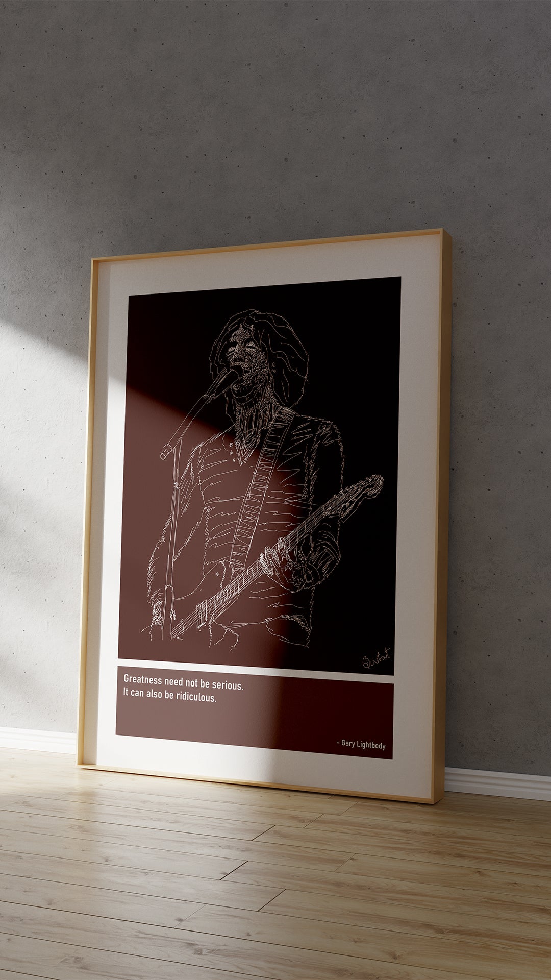 Gary Lightbody Guitar Art Print Poster Quotes Pink Frame 04 Snow Patrol