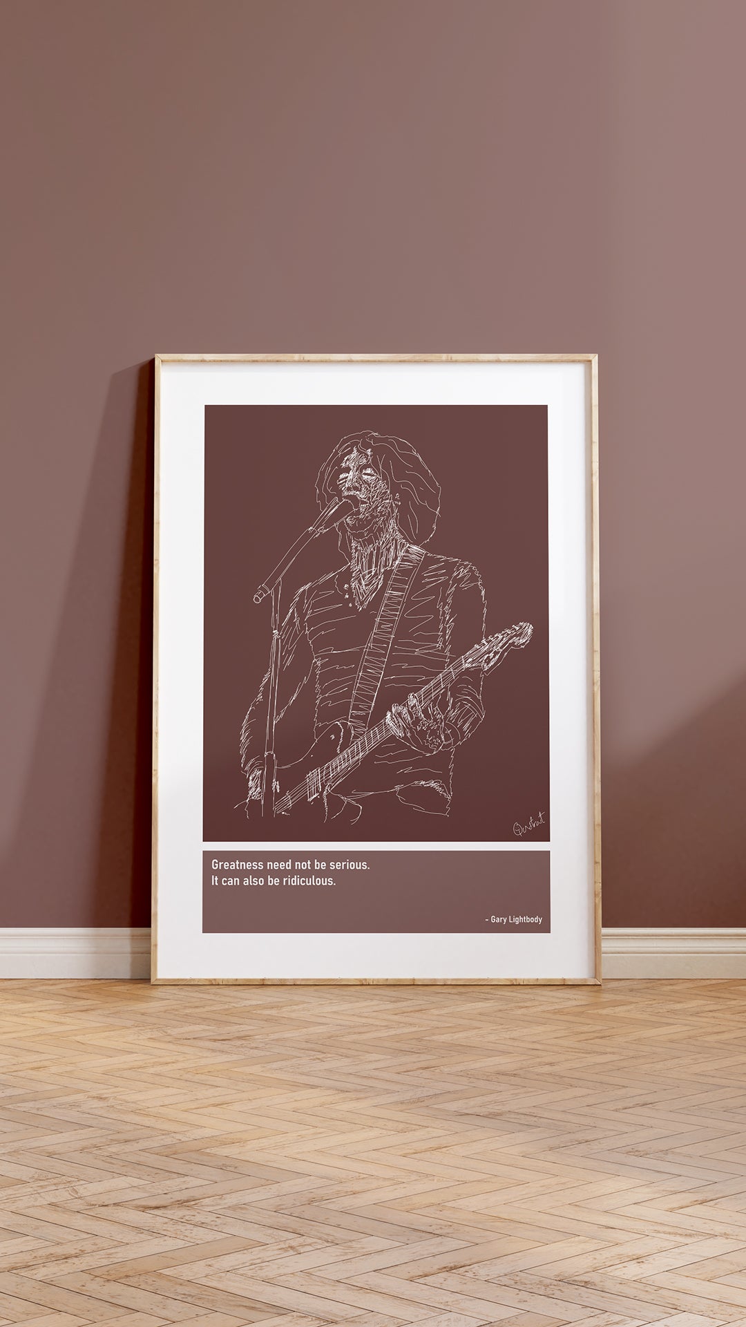 Gary Lightbody Guitar Art Print Poster Quotes Pink Frame 05 Snow Patrol