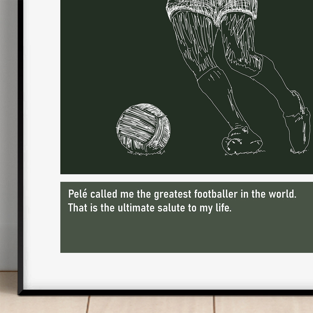 George Best NI Art Print Poster Quotes Green 02