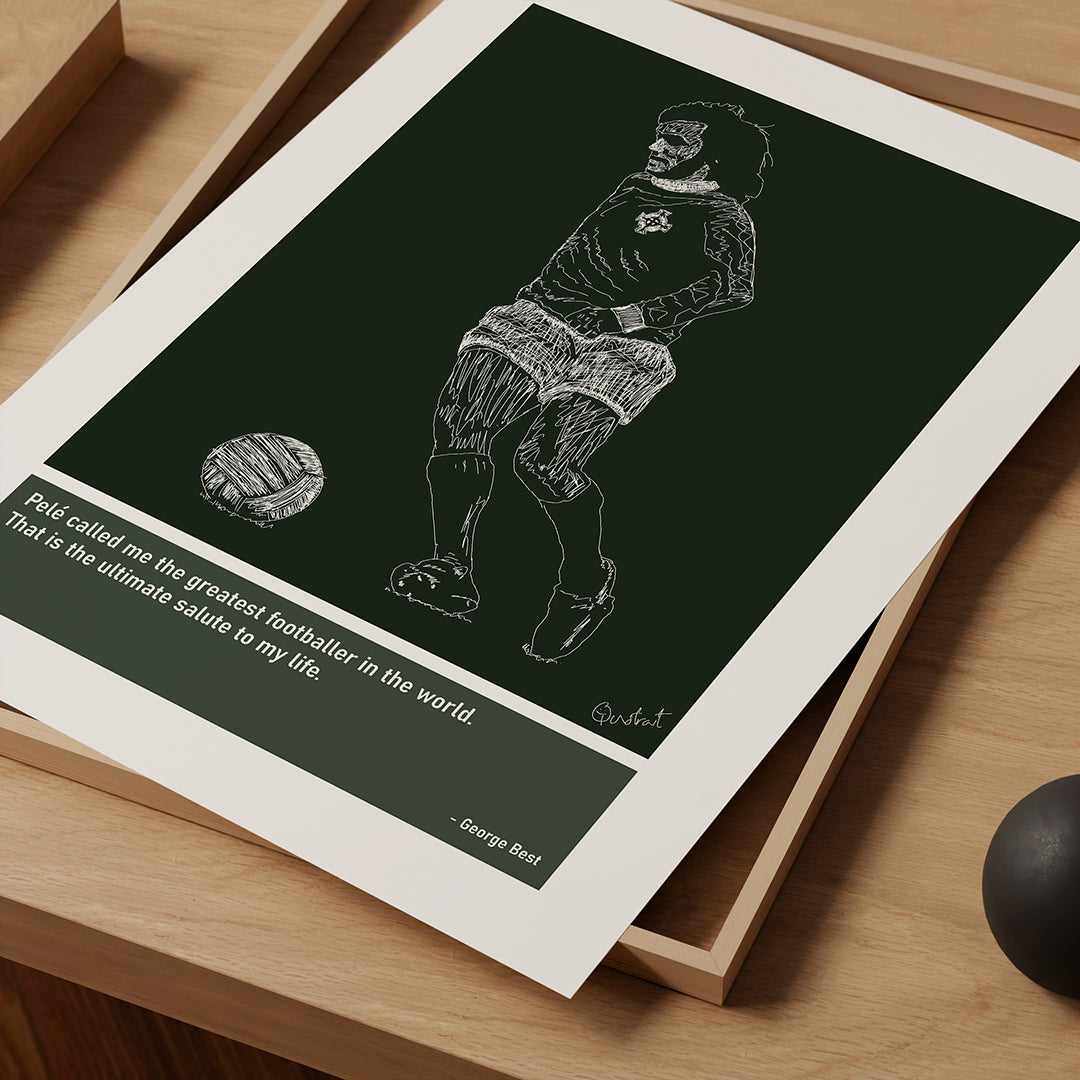 George Best NI Art Print Poster Quotes Green 01