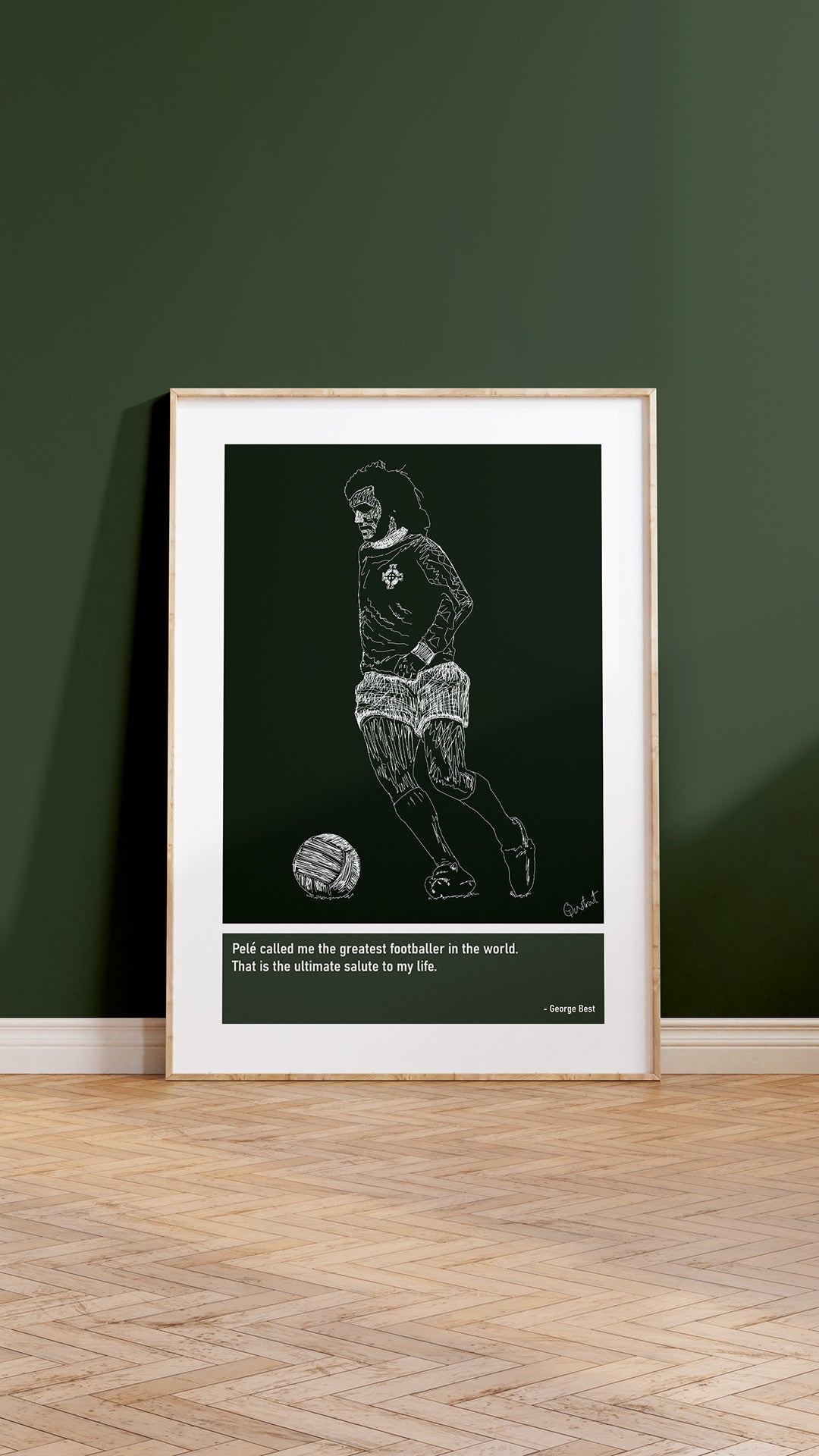 George Best NI Art Print Poster Quotes Green 05