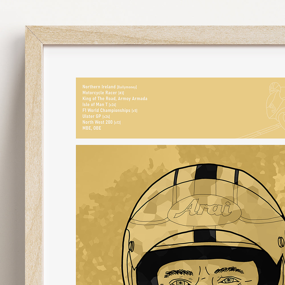 Joey Dunlop Motorbike Art Print Poster Quotes Yellow Retro 02 TT
