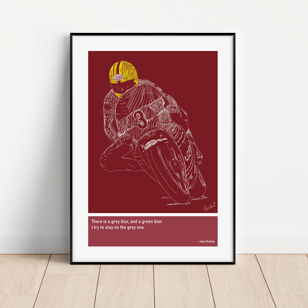 Joey Dunlop Motorbike Art Print Poster Quotes Red Frame 01 TT