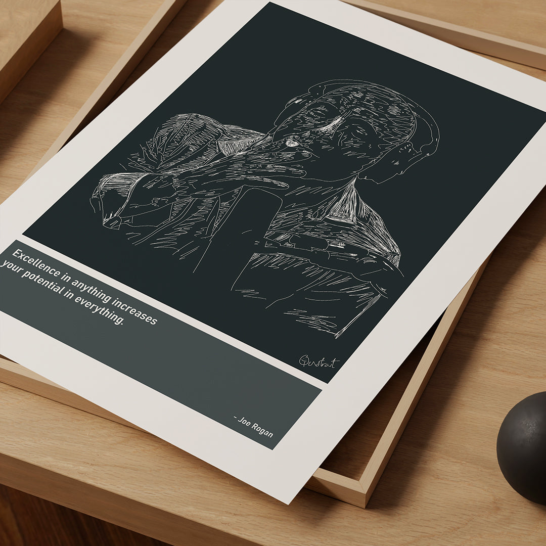 Joe Rogan Podcast Art Print Poster Quotes Blue Frame 03