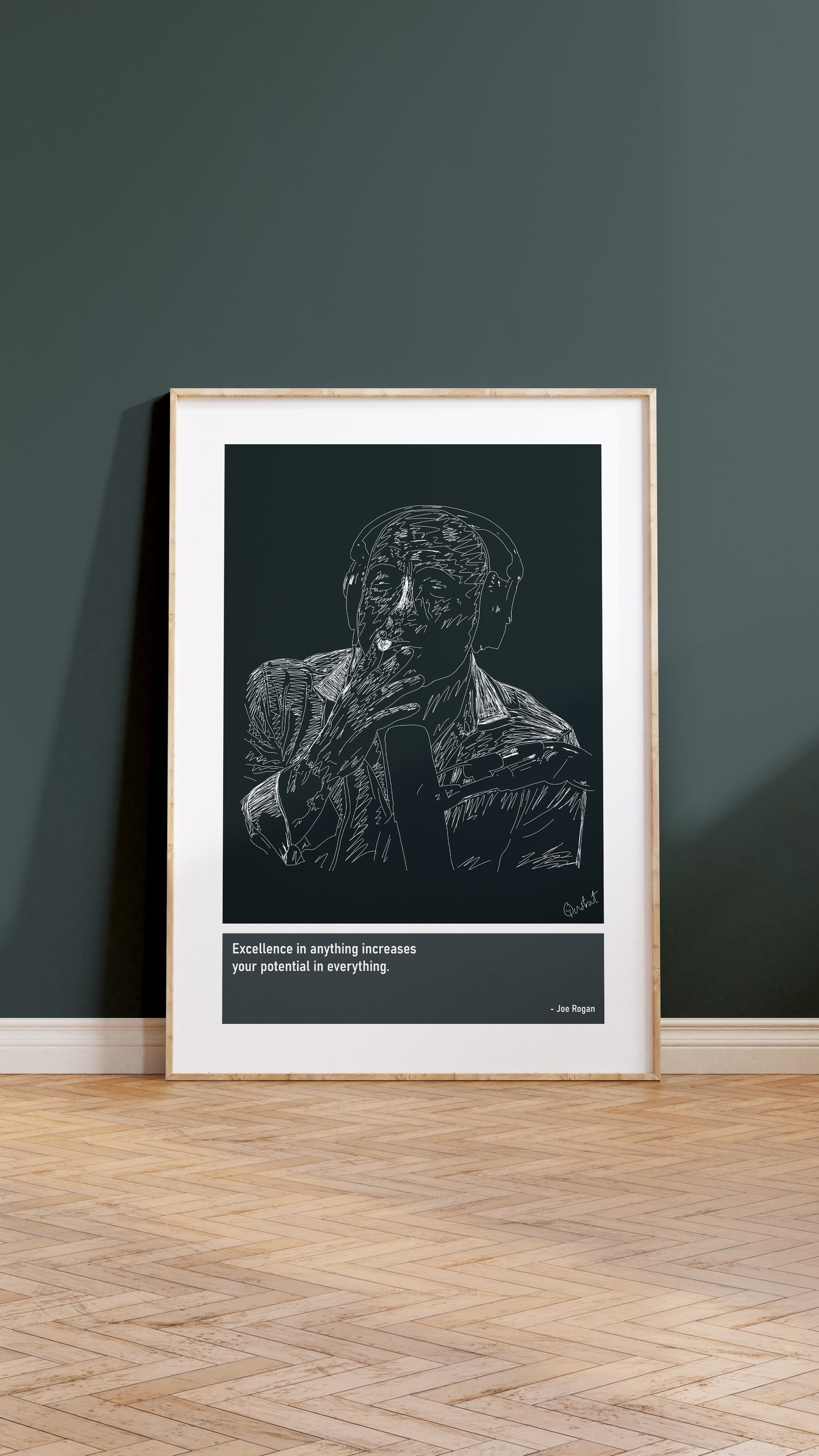 Joe Rogan Podcast Art Print Poster Quotes Blue Frame 05