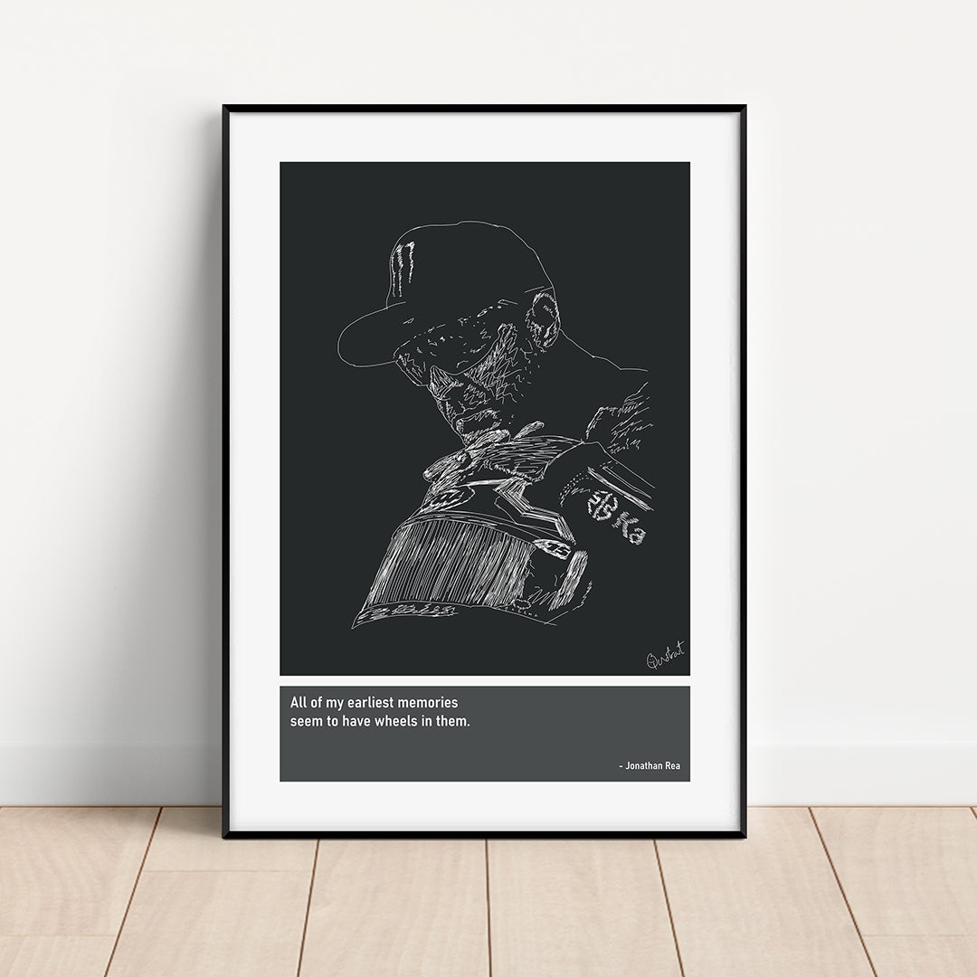 Jonathan Rea Motorbike Art Print Poster Quotes Grey Frame 01 SBK