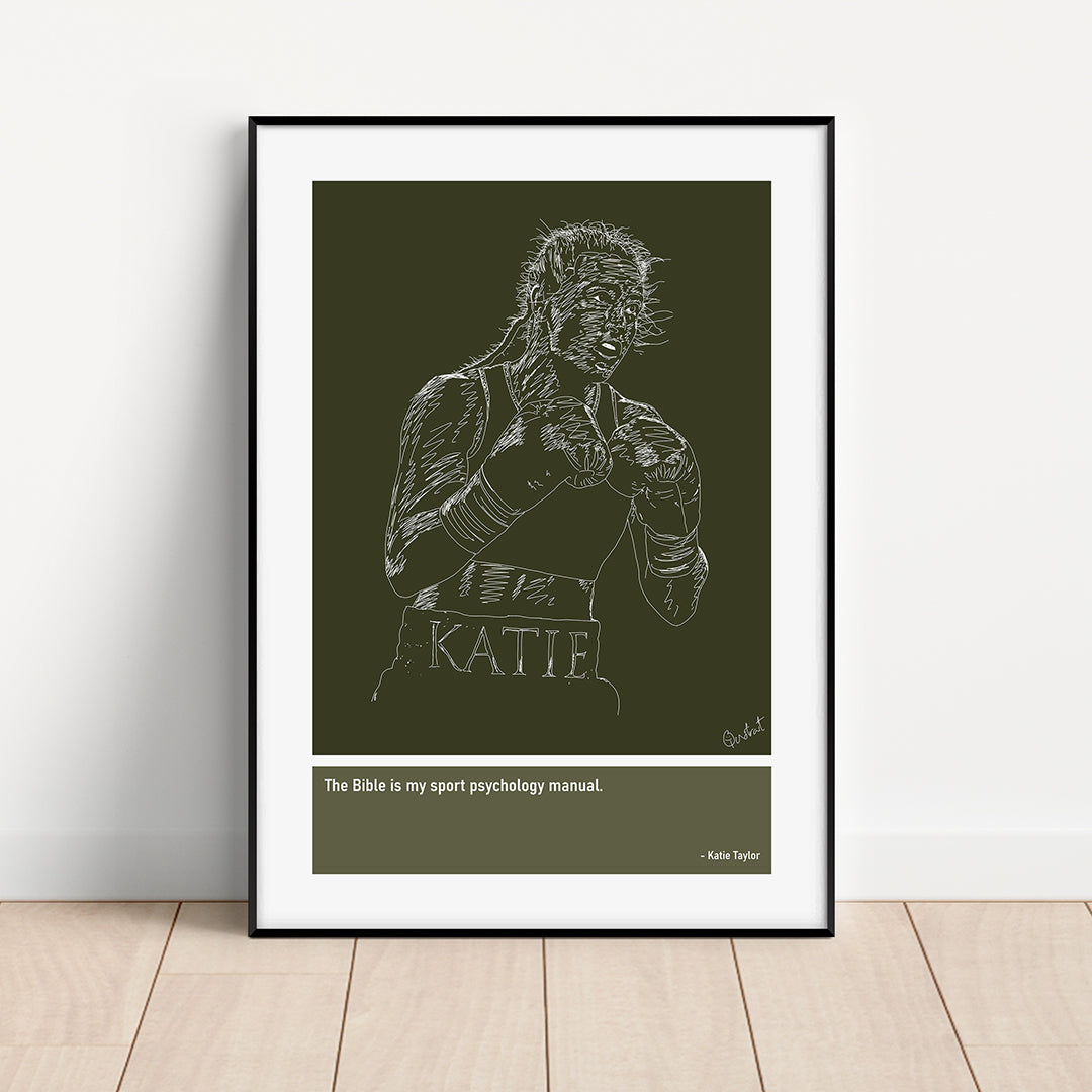 Katie Taylor Boxing Art Print Poster Quotes Green Frame 01