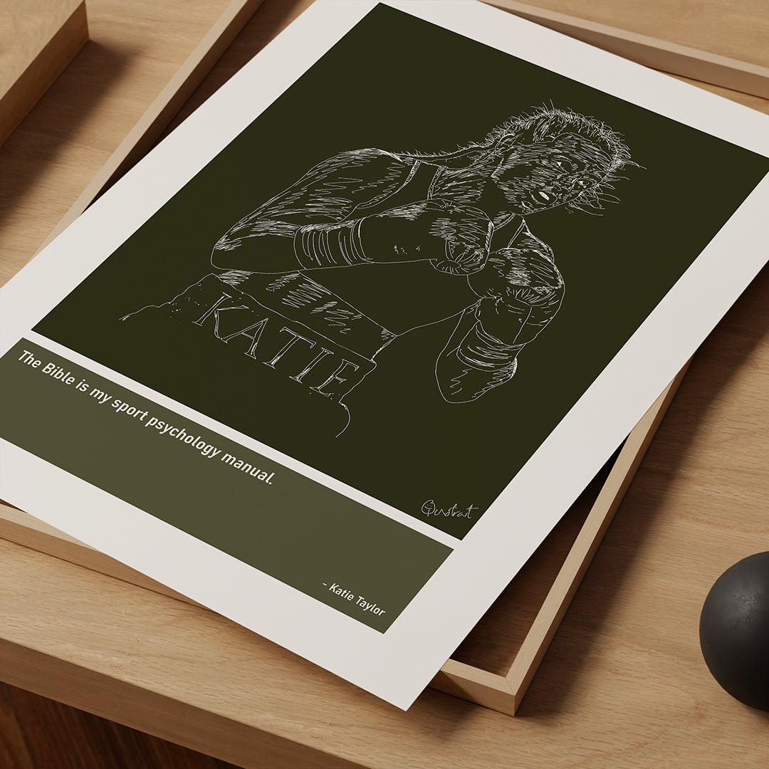 Katie Taylor Boxing Art Print Poster Quotes Green Frame 03