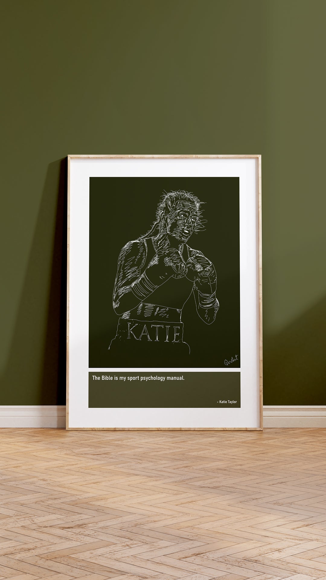 Katie Taylor Boxing Art Print Poster Quotes Green Frame 05