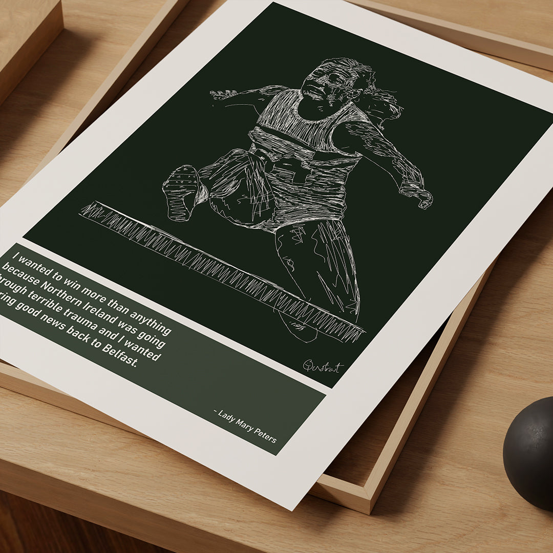 Mary Peters Olympic Art Print Poster Quotes Green Frame 03