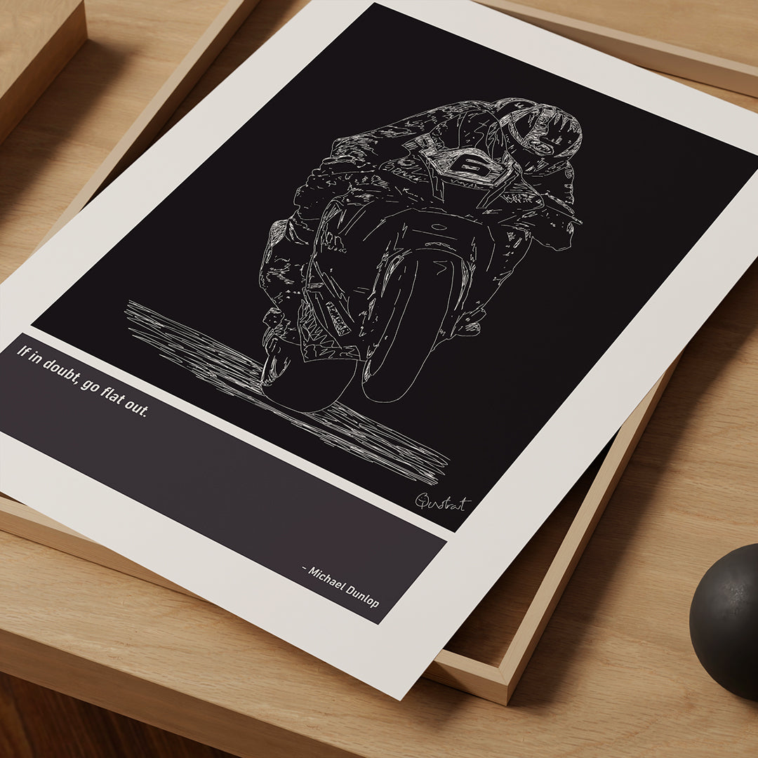 Michael Dunlop Motorbike Art Print Poster Quotes Black Frame 03 TT