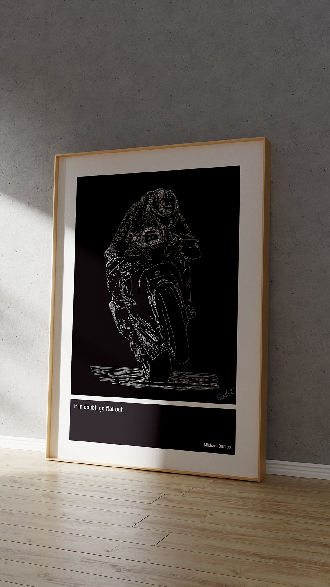 Michael Dunlop Motorbike Art Print Poster Quotes Black Frame 04 TT
