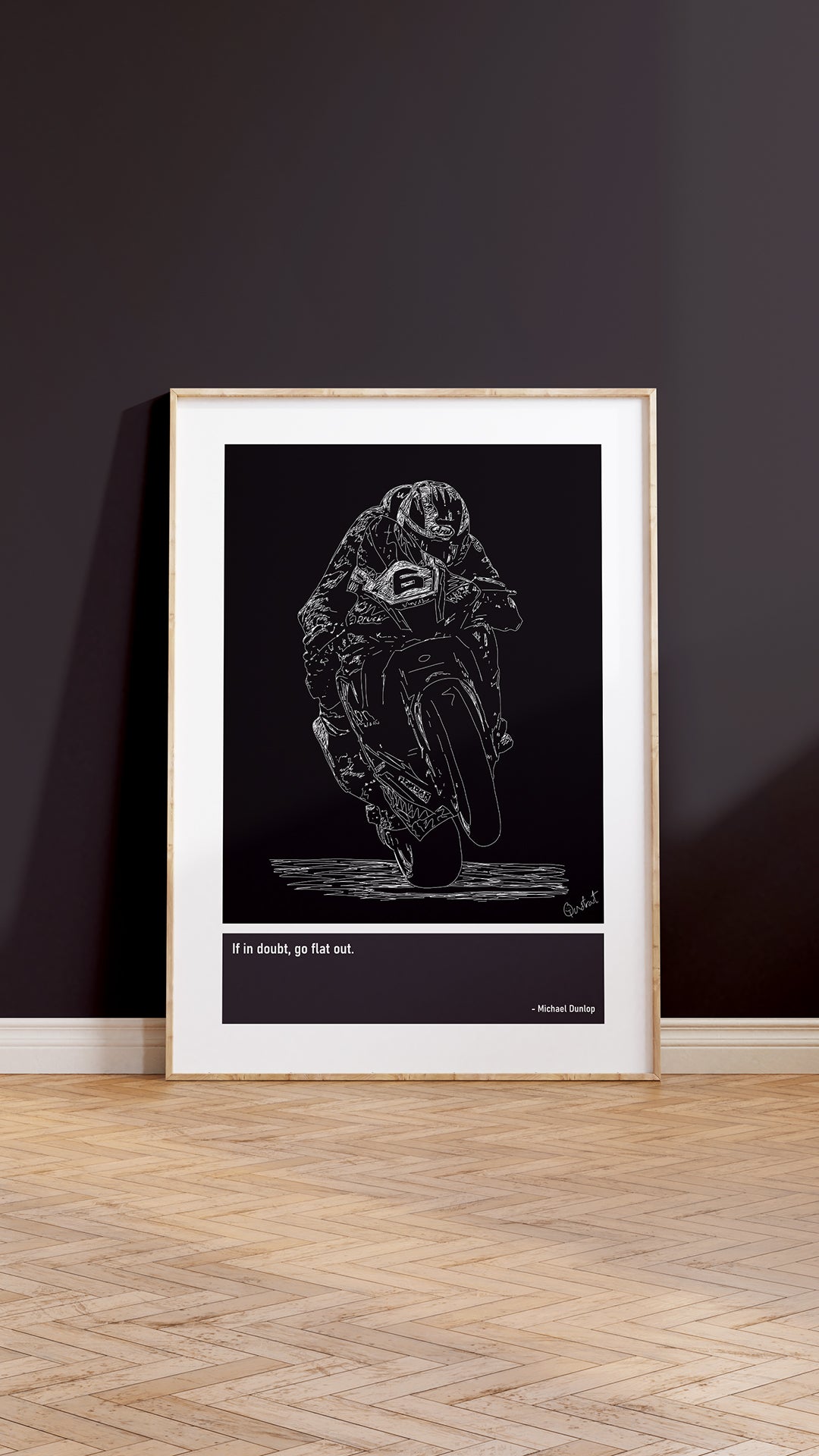 Michael Dunlop Motorbike Art Print Poster Quotes Black Frame 05 TT