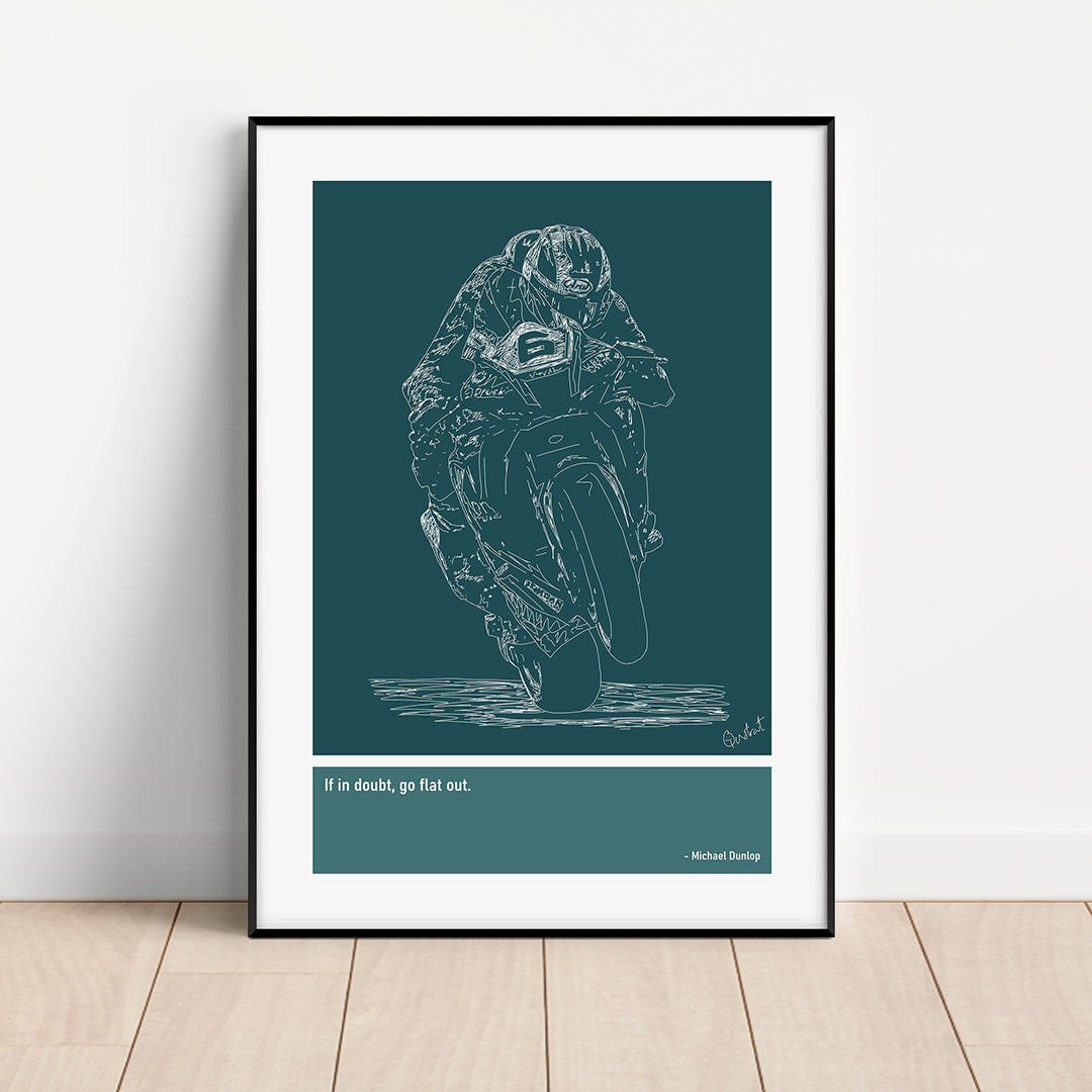 Michael Dunlop Motorbike Art Print Poster Quotes Blue Frame 01 TT