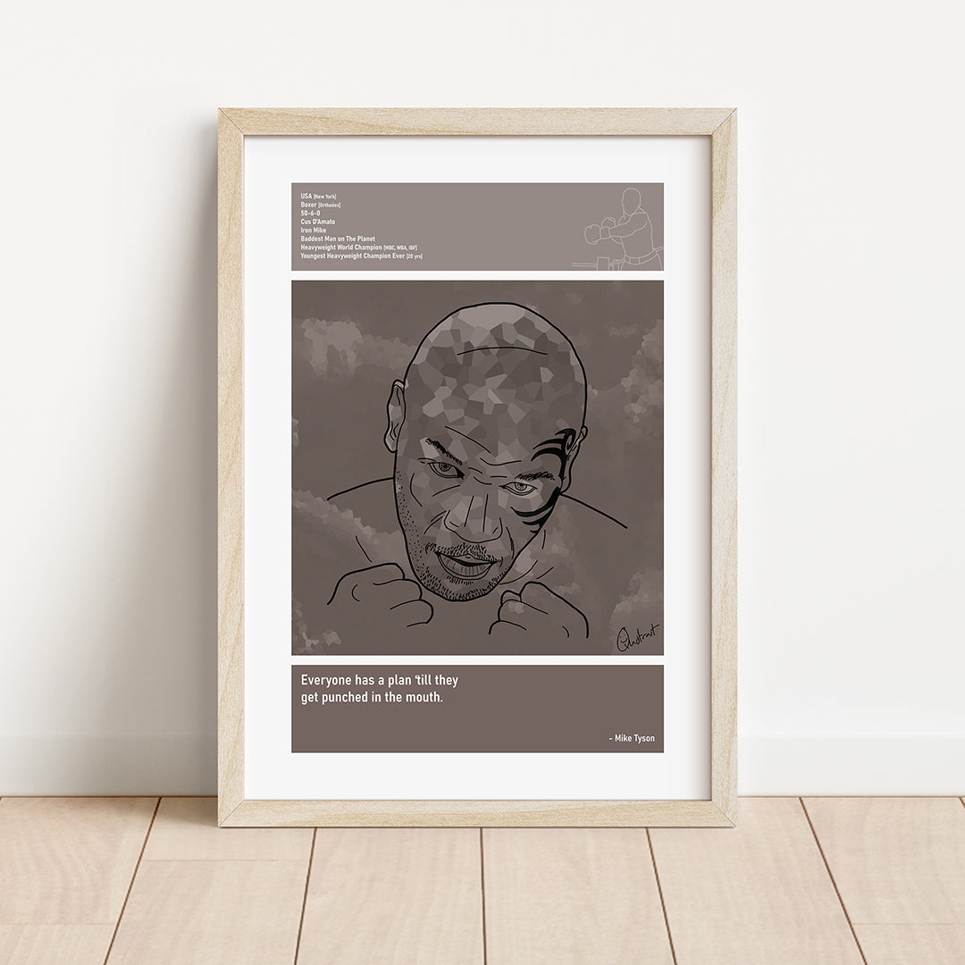 Mike Tyson Boxing Art Print Poster Quotes Brown Retro 01