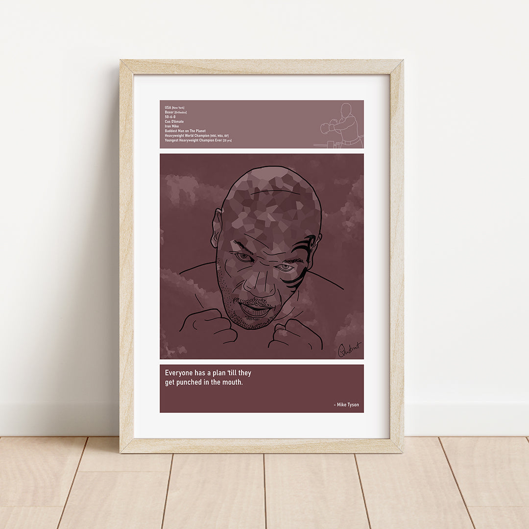 Mike Tyson Boxing Art Print Poster Quotes Red Retro 01