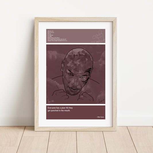 Mike Tyson Boxing Art Print Poster Quotes Red Retro 01