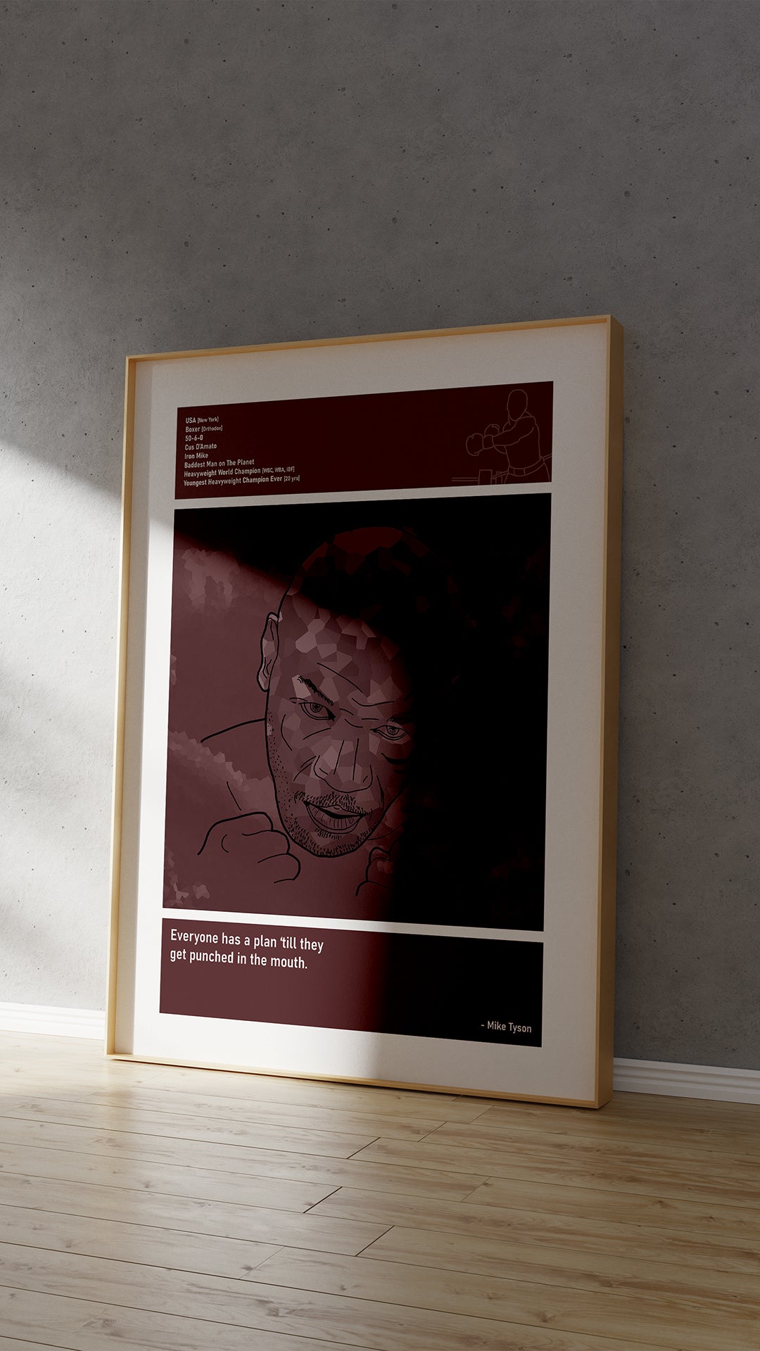 Mike Tyson Boxing Art Print Poster Quotes Red Retro 04
