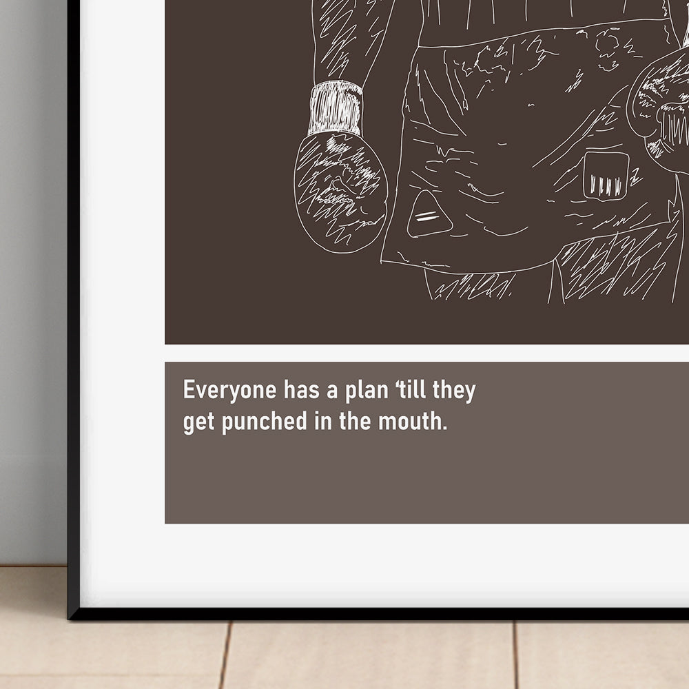 Mike Tyson Boxing Art Print Poster Quotes Brown Frame 02