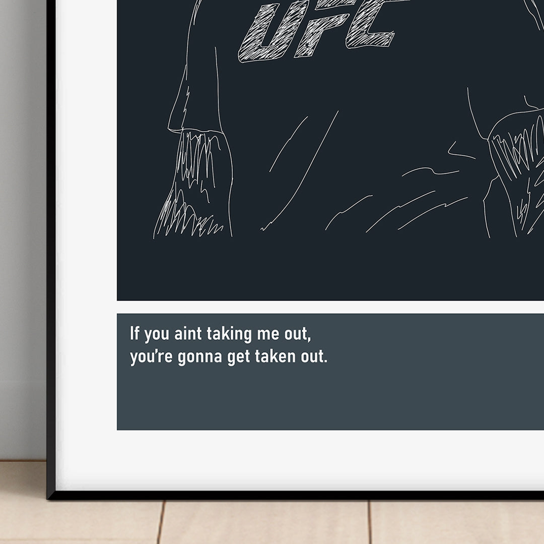 Nate Diaz MMA Art Print Poster Quotes Blue Frame 02