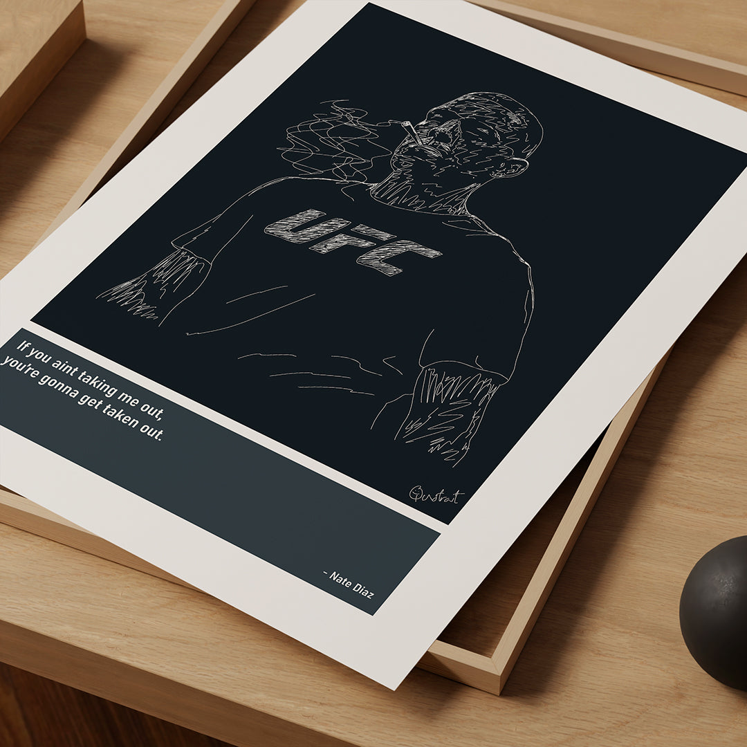 Nate Diaz MMA Art Print Poster Quotes Blue Frame 03