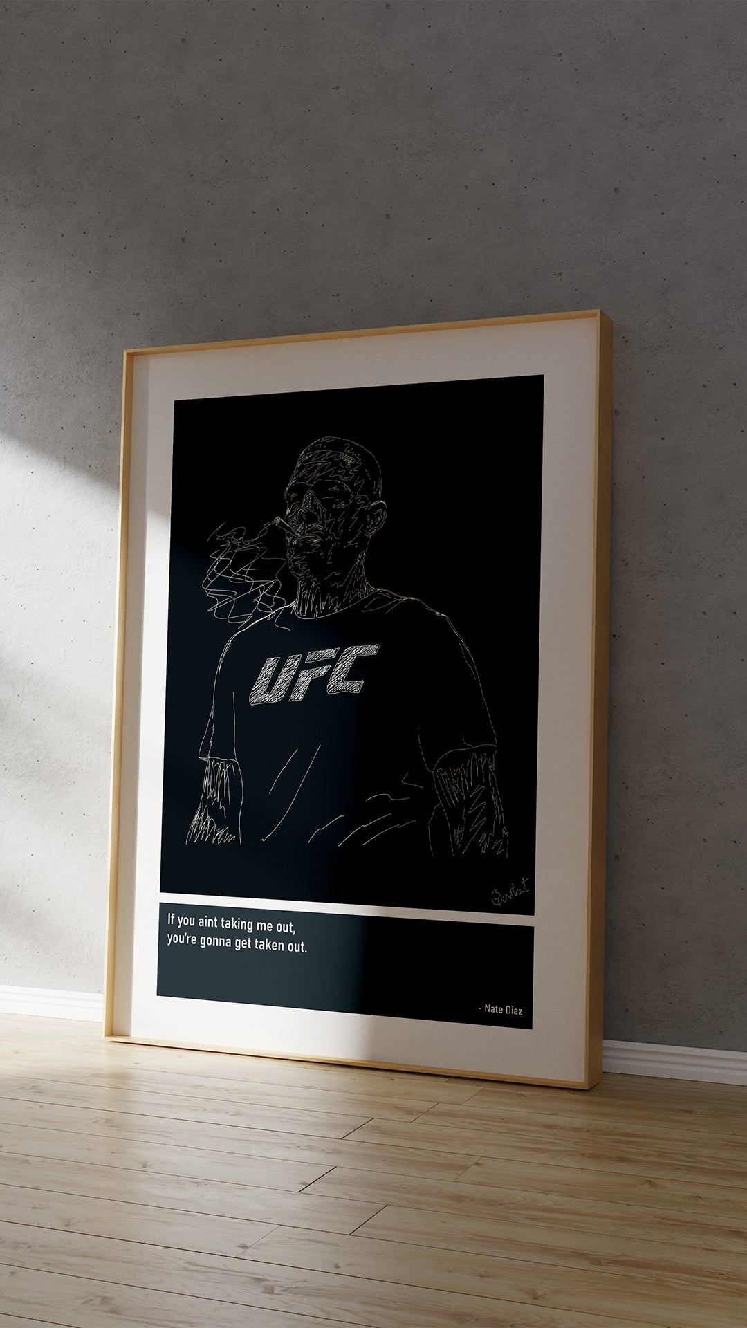 Nate Diaz MMA Art Print Poster Quotes Blue Frame 04
