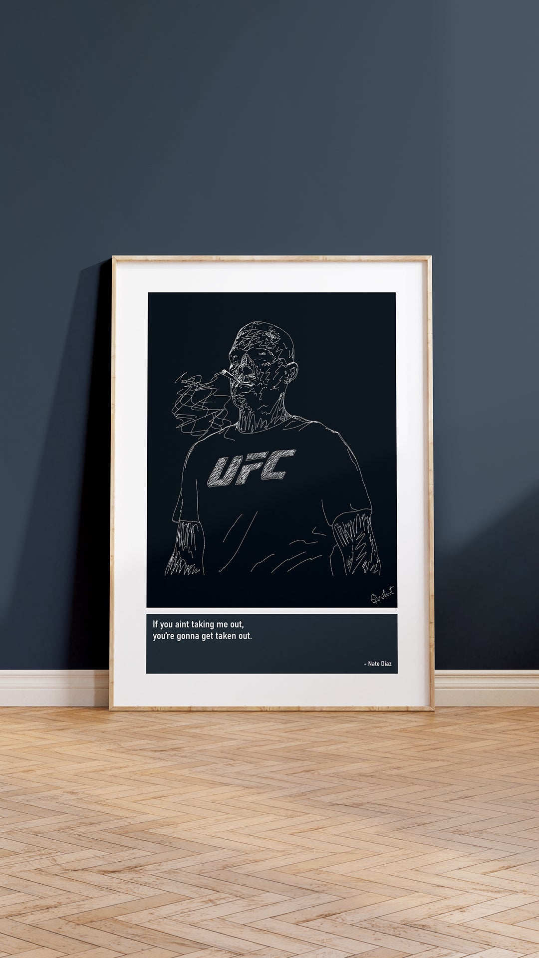 Nate Diaz MMA Art Print Poster Quotes Blue Frame 05
