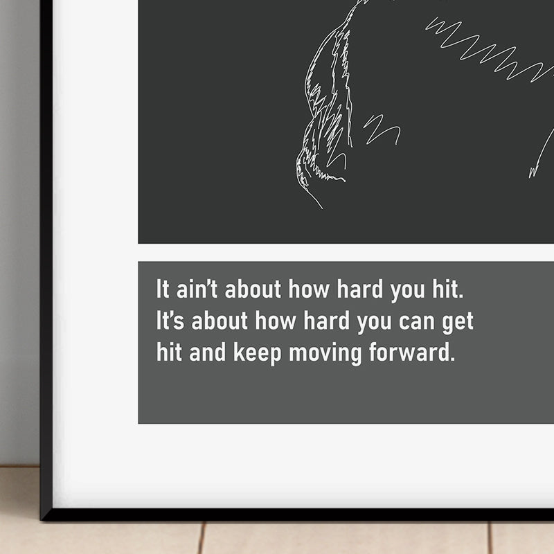 Rocky Balboa Boxing Art Print Poster Quotes Grey Frame 02